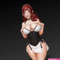 Waifu tetona con las manos en las tetas grandes
