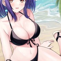 Purple Haired Beauty At The Beach Original