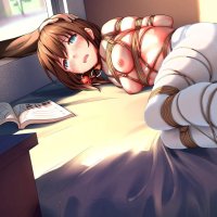 himitsu hi mi tsu 2 aqua eyes bed blush bondage book breasts brown hair crying gag male nipples no bra panties pantyhose rope see through short hair striped panties tears topless underwear