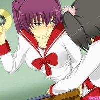 Anime shemale schoolgirls jerking off after having anal sex in turns
