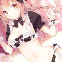 pink hair Kabako anime girls maid outfit yellow eyes maid bikini animal ears