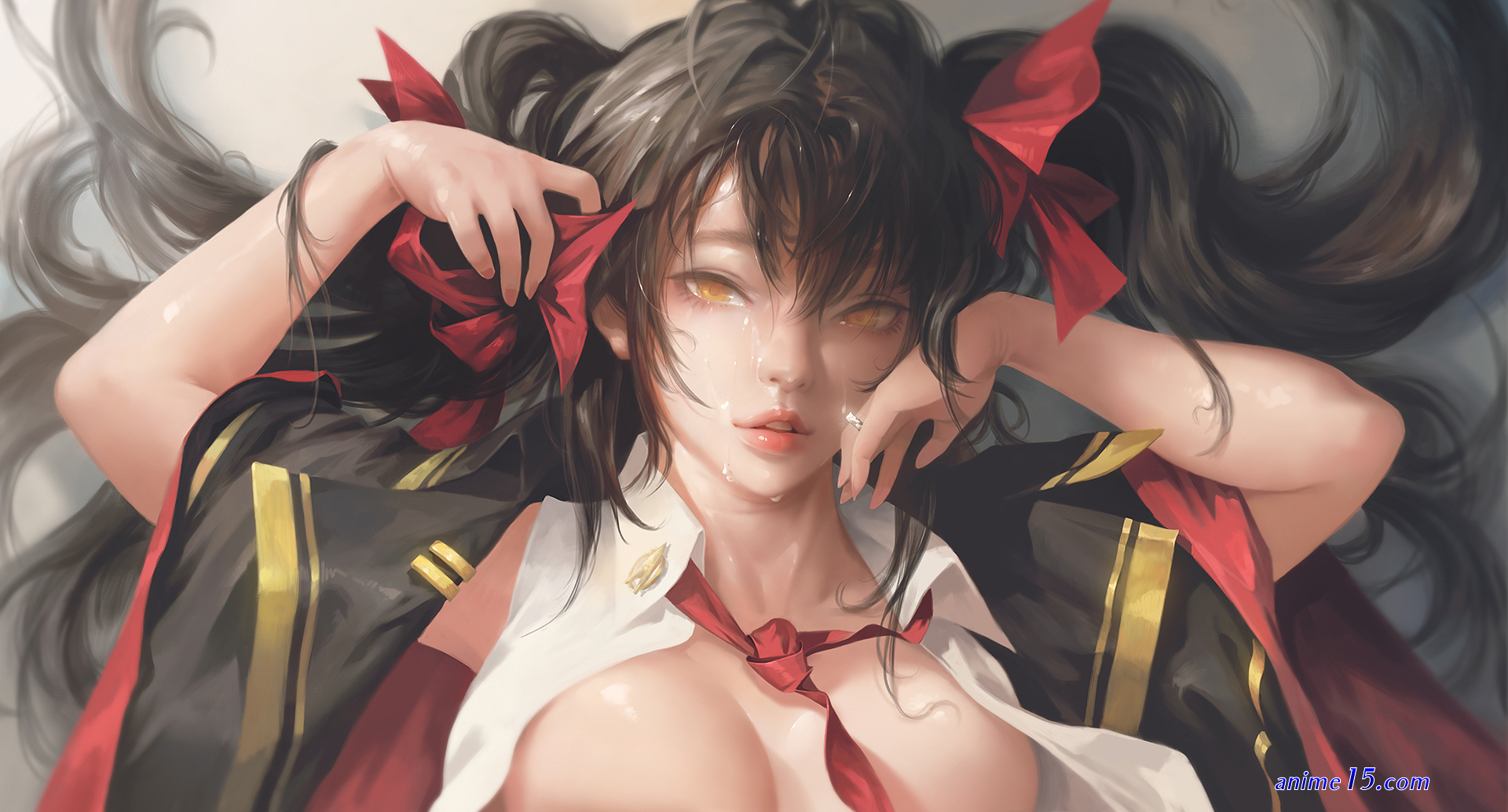 touching anime girl boobs