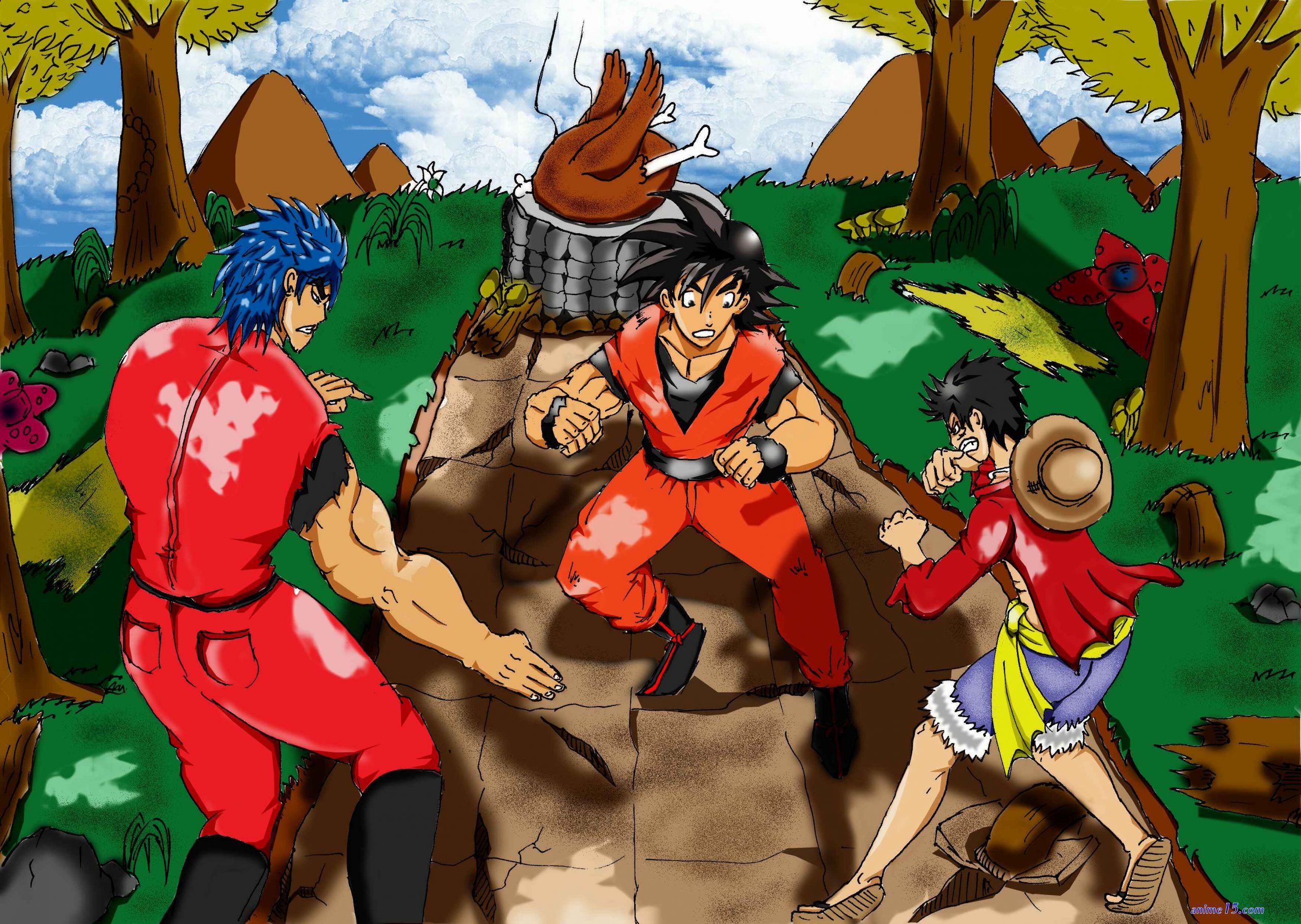 luffy x goku x toriko