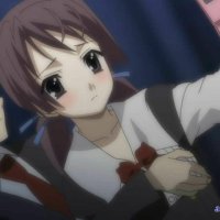 anime girl touching boob