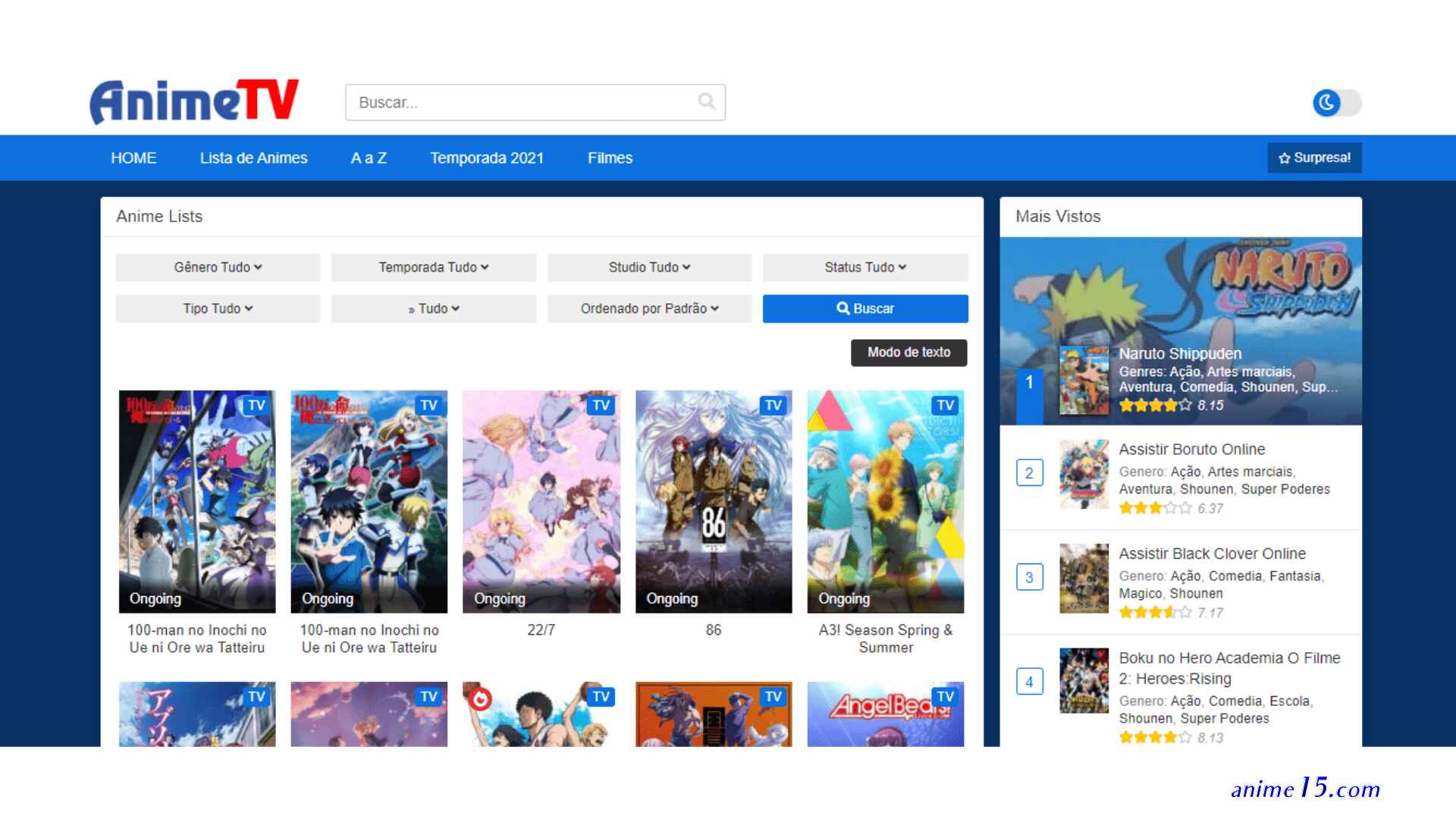 anime para assistir na tv.com