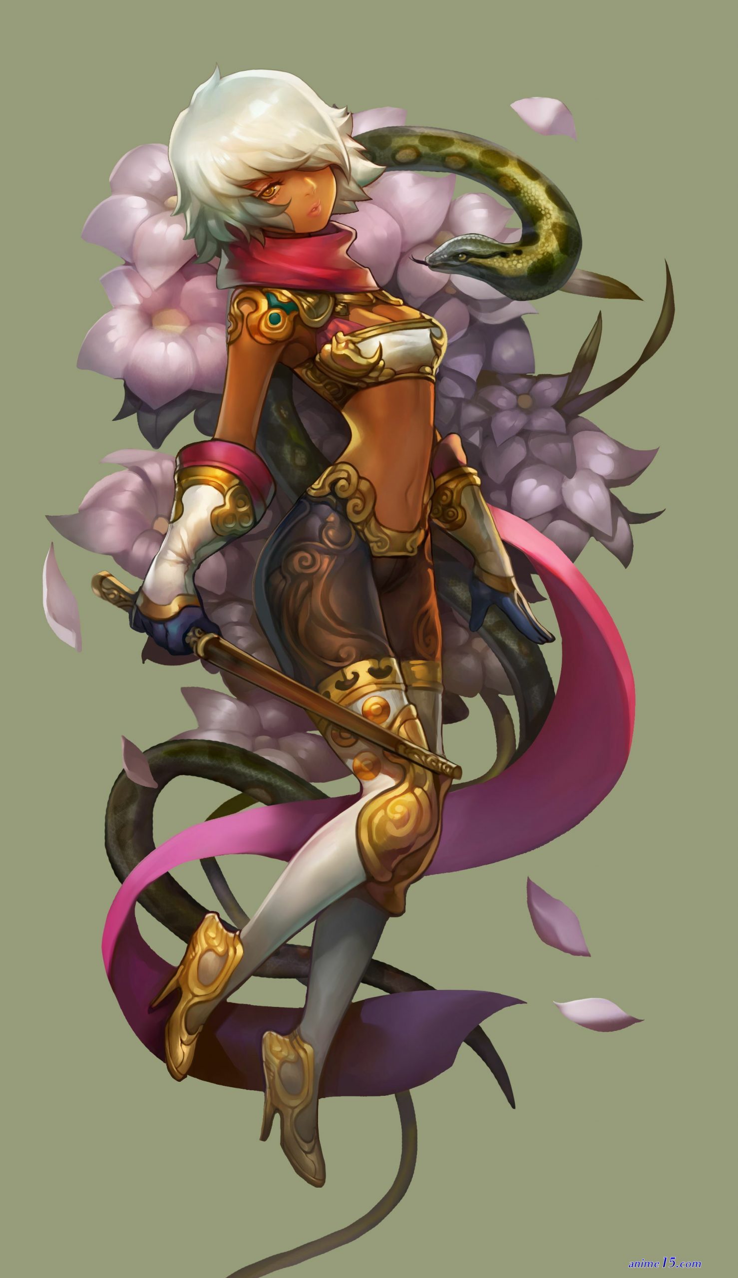 warrior female anime dark skin