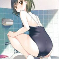 young anime girl peeing nude