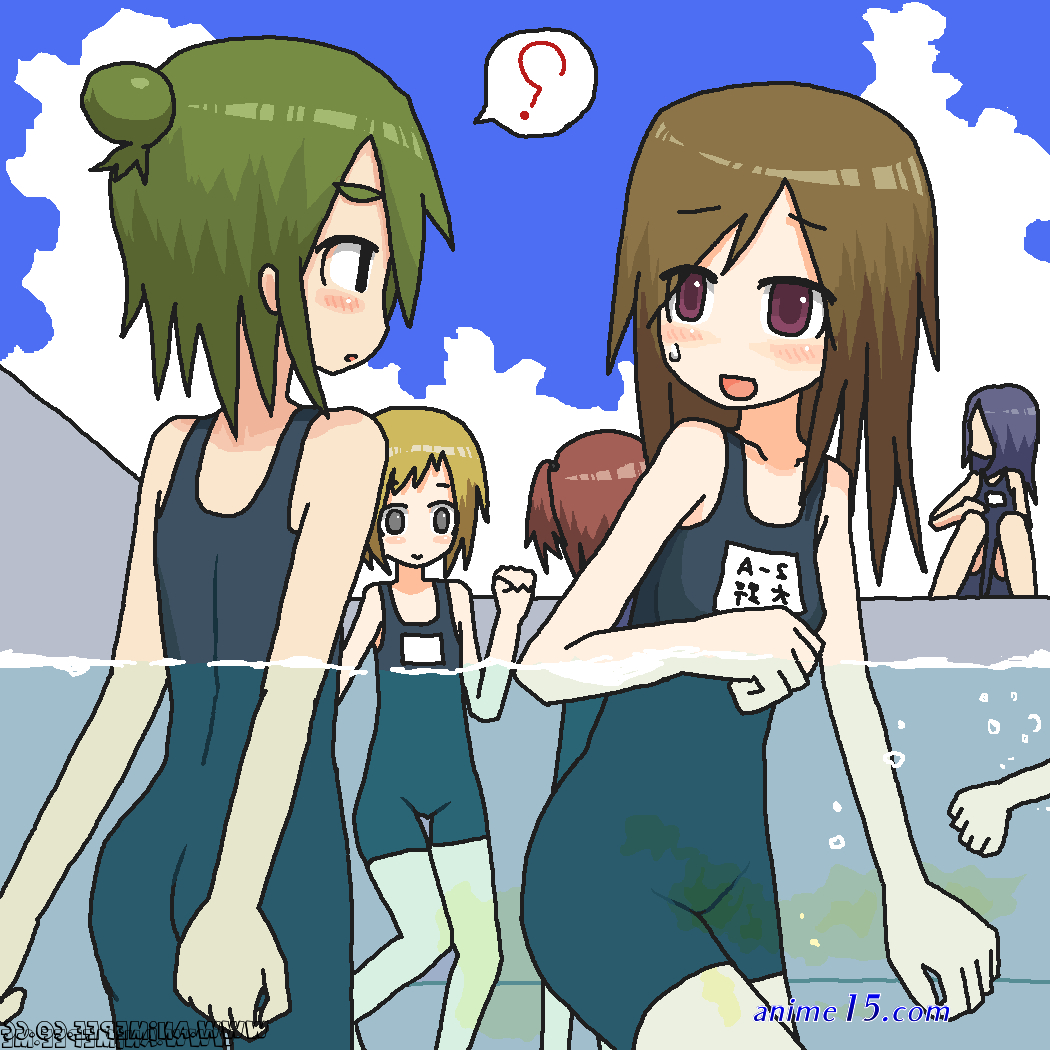 young anime girl peeing nude