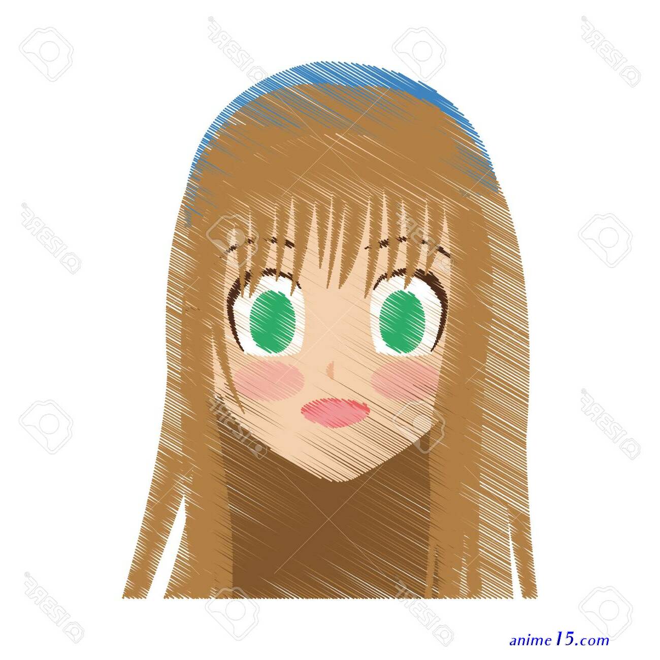 anime girl filled cum green eyes