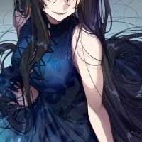 anime girl filled cum green eyes