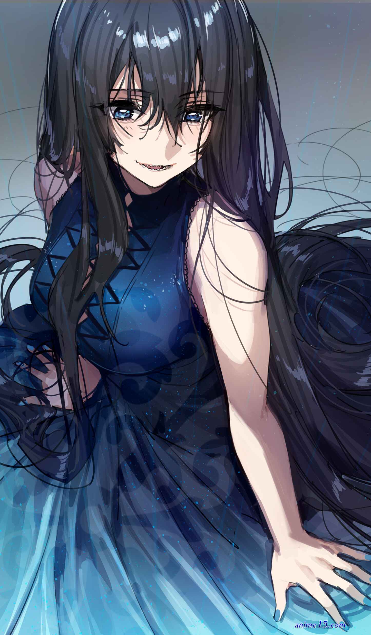 anime girl filled cum green eyes