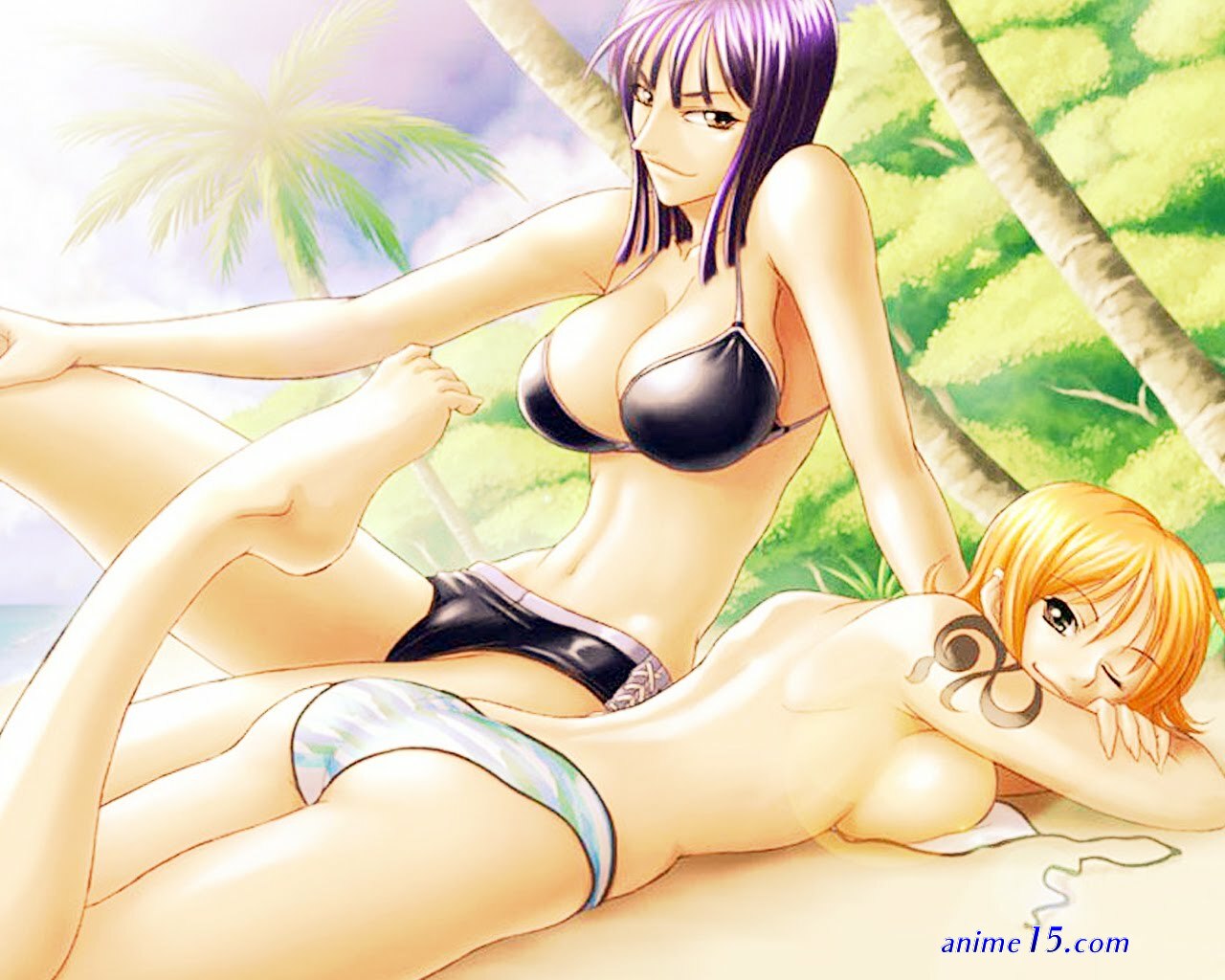 anime namiand robin and hancock oiled asses pic