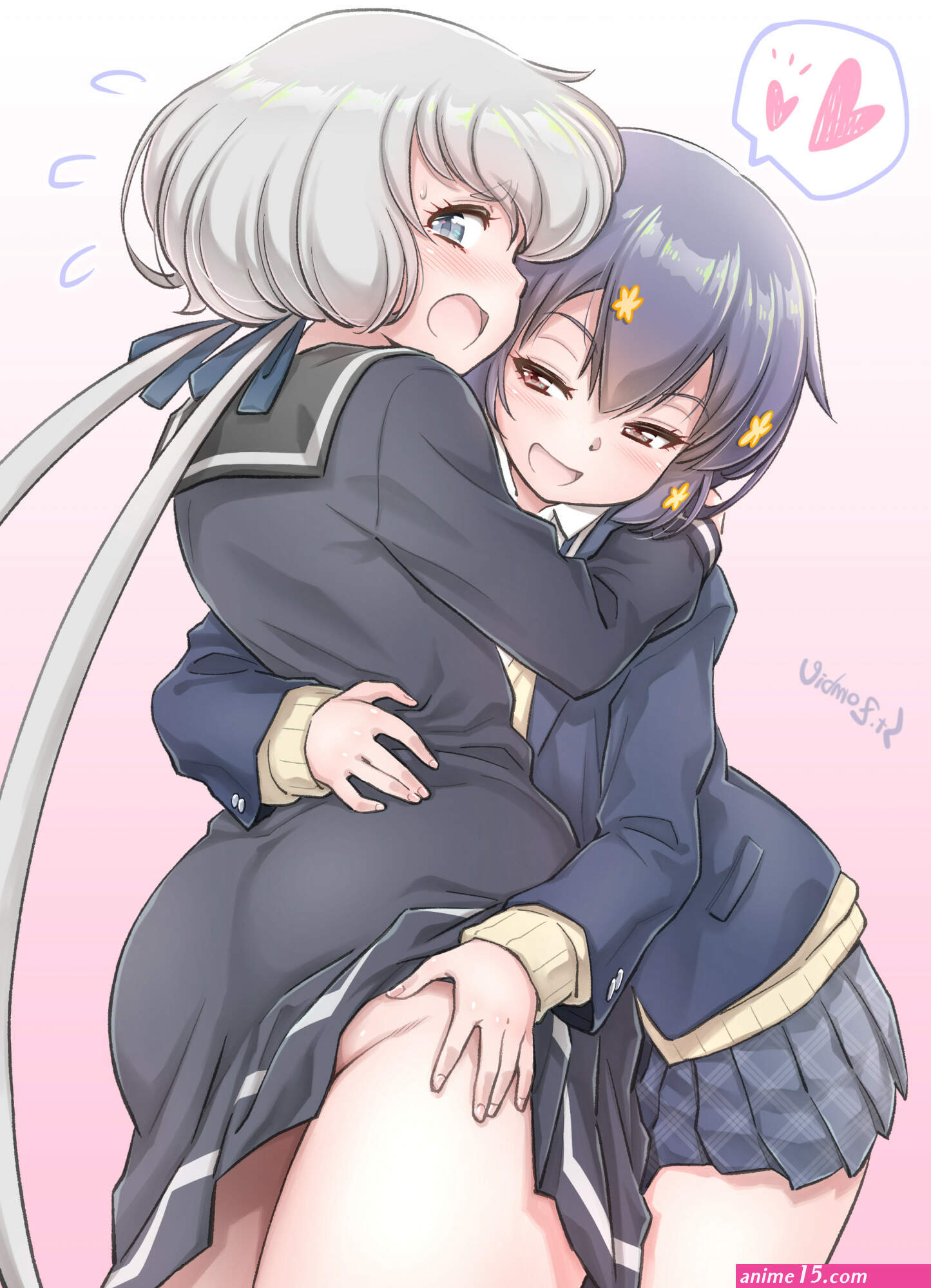 anime manga kissing breast squeeze