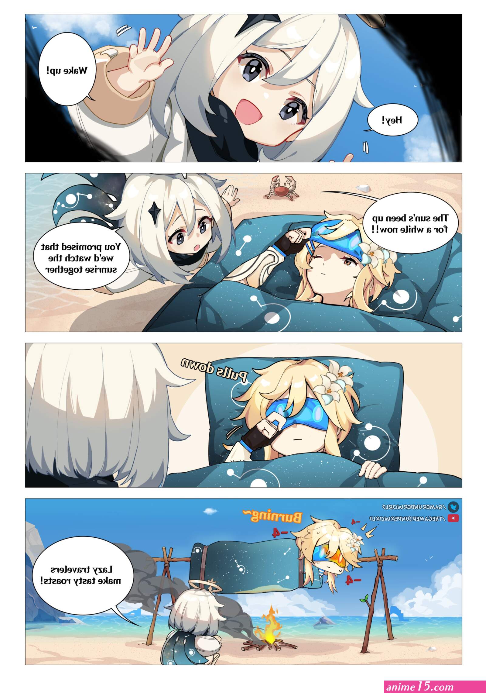 anime girl naked bed comic