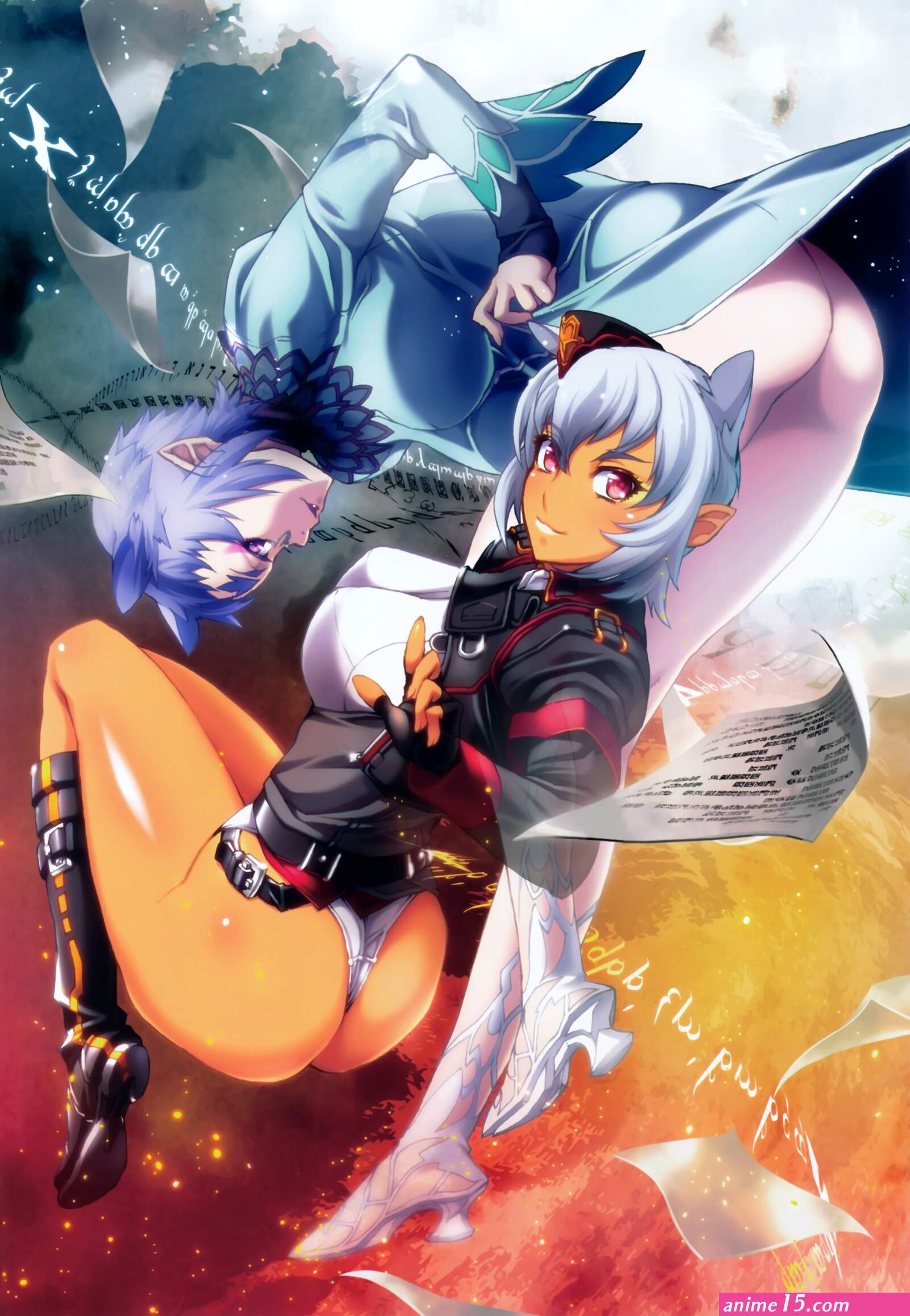 Wallpaper : illustration anime girls animal ears ass dress skirt thong dark skin heels comics leotard Demonbane comic book 2422x3502