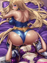 Porn image of anime woman bdsm big hips facesitting from behind oiled body created by AI