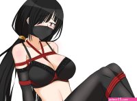 Rainan27 on X: Tokisaki Kurumi : Date A Live Concept : otn gag rope bondage lingerie stockings long gloves Full image