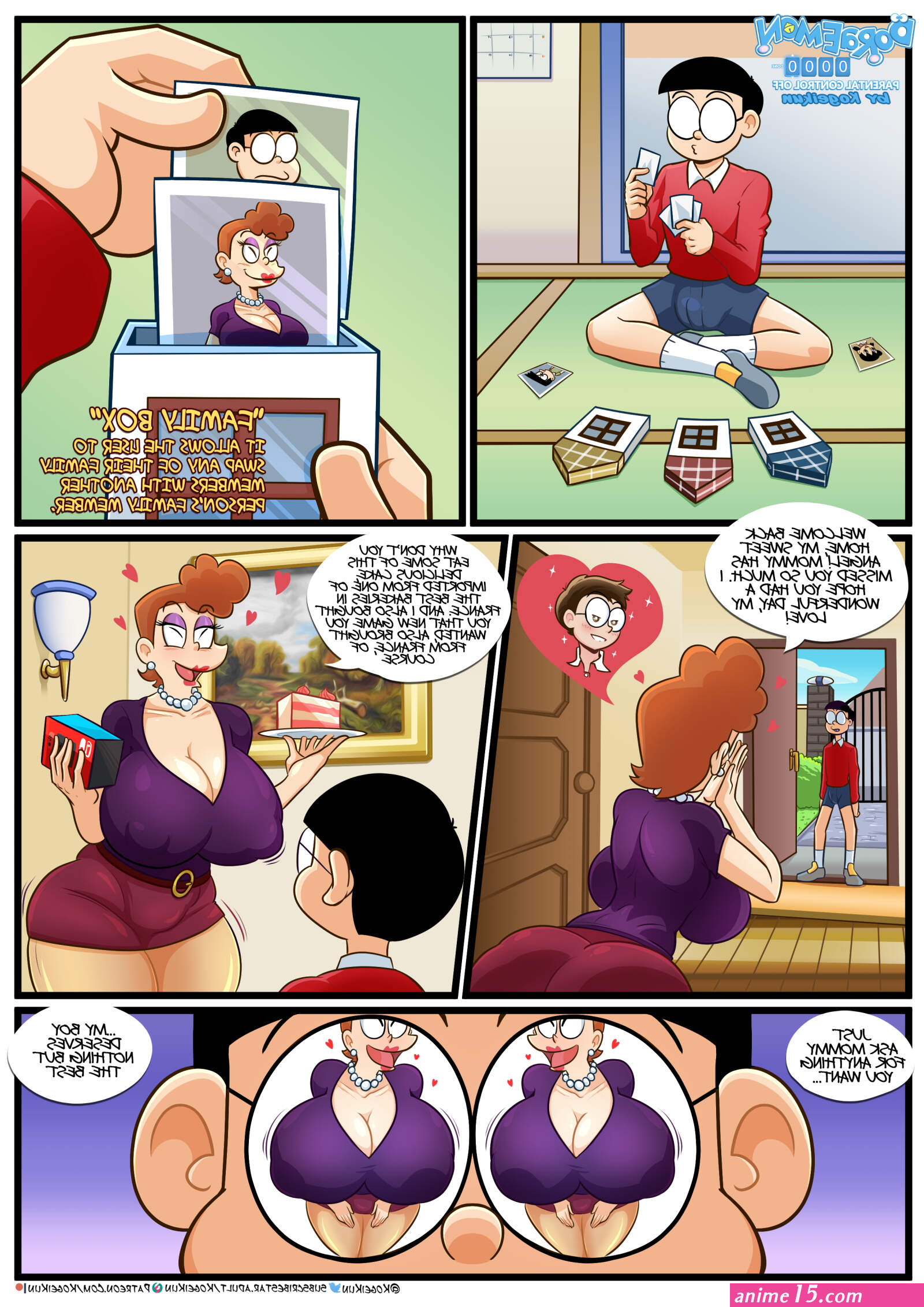 CLOSE COMMISSIONS on X: Doraemon Parental Control OFF Family Box Pag01-02 Exclusive comic for the SubscribeStar platform. We continue with the story of Nobita using Doraemons inventions in an unconventional