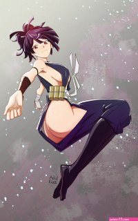 yuzuriha jigokuraku jigokuraku absurdres highres tagme 1girl ass breasts butt crack female focus full body large breasts long hair looking at viewer ninja ponytail sideboob smile solo