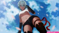 underboob anime girls Yan He no bra low-angle lingerie