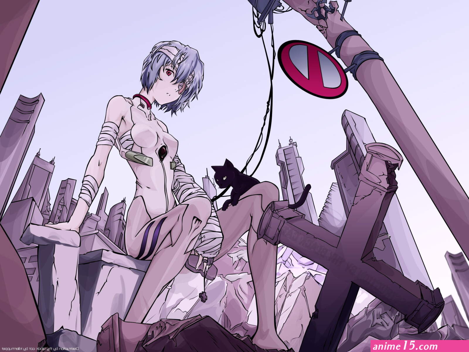 Naked anime character Neon Genesis Evangelion Ayanami Rei bandage HD wallpaper