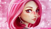 Cute Girl Pink Hair Sunglasses Anime Design Preview 10