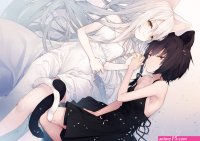 HD desktop wallpaper: Anime Tail Original Black Hair Black Dress White Hair
