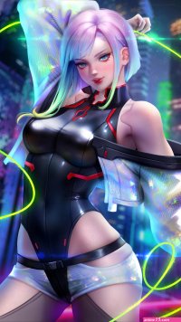 Ayya Saparniyazova multi-colored hair Lucyna Kushinada Cyberpunk: Edgerunners