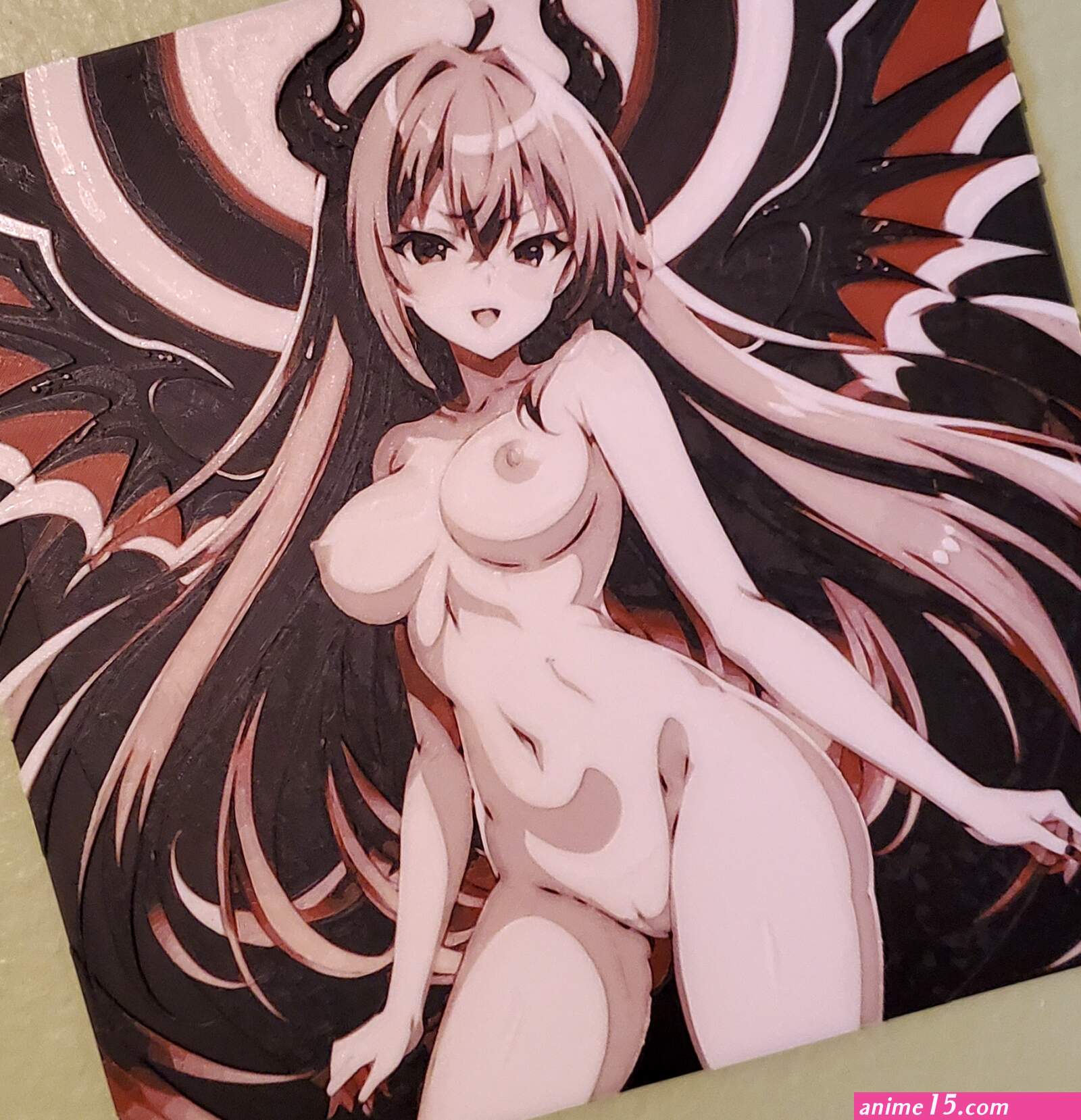 STL Waifu Demon Hentai Square NSFW Wall Art 3D 10x10in 3MF GCODE 3D Cults