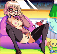 speedoru kuriyama mirai kyoukai no kanata animated animated gif 10s 1girl black leggings blush breasts feet female focus female masturbation glasses large breasts leggings masturbation nipples one eye closed open mouth pink