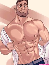 Draw fanart muscle man bara from cartoon illustration by Kroxadsgn