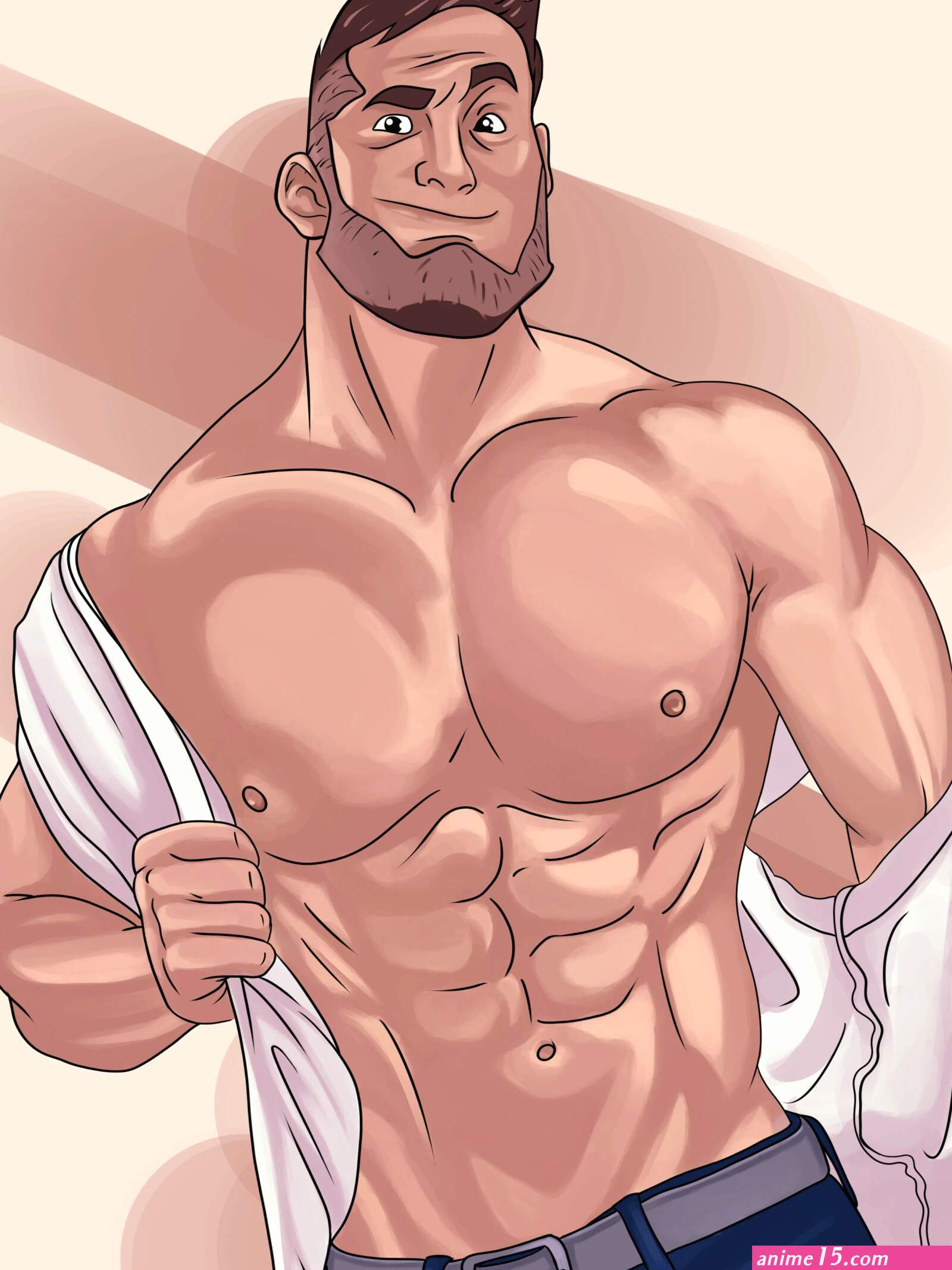 Draw fanart muscle man bara from cartoon illustration by Kroxadsgn