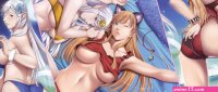 Wallpaper : anime girls big boobs ass gun collage flower in hair blonde 5709x2416