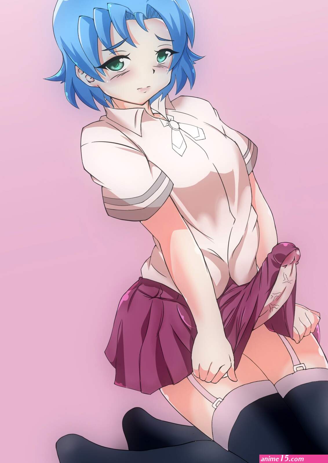 RicchiOfficial X: ITS hard..... futanari shemale dickgirl anime hentai ecchi bluehairgirl