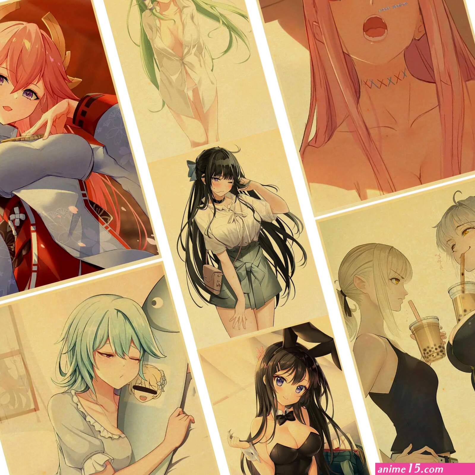 Anime Hentai Girl Sex Poster Kraft Paper Poster Anime Movie Prints Bar Cafe Wall Art Pictures Painting Home Decor