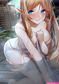 rukousou no hana bathing elf naked onsen pointy ears towel wet