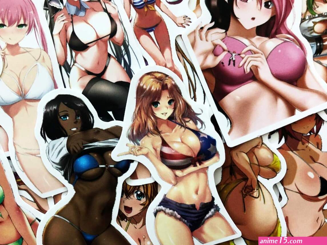 Set of 10 Anime Girl Bikini Stickers