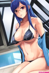 Wallpaper : cosplay long hair anime girls blue hair glasses black hair cleavage red eyes bikini open shirt clothing underboob Sabra Greengold leg costume gravure idol 1245x1868