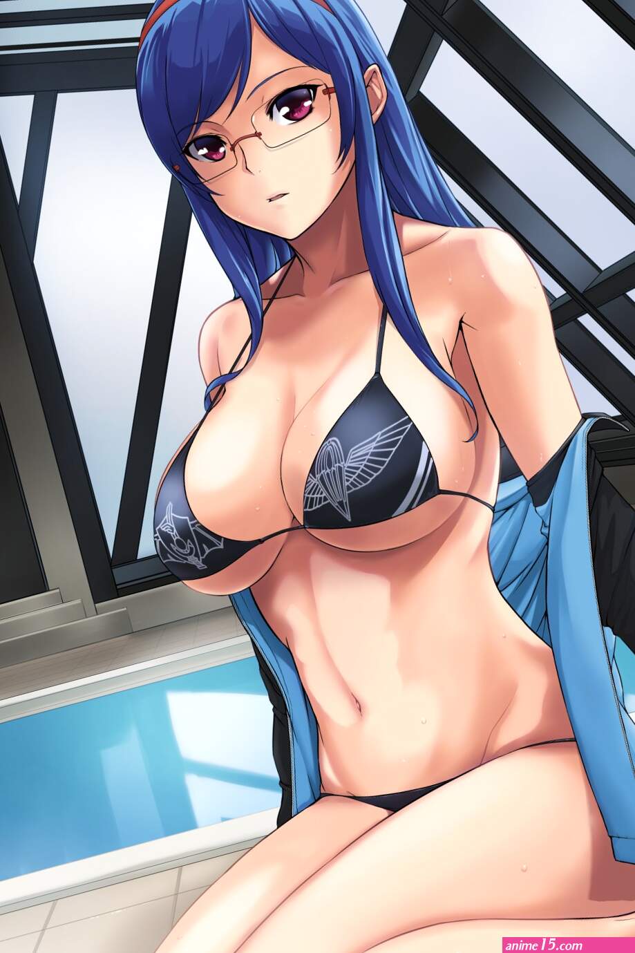 Wallpaper : cosplay long hair anime girls blue hair glasses black hair cleavage red eyes bikini open shirt clothing underboob Sabra Greengold leg costume gravure idol 1245x1868